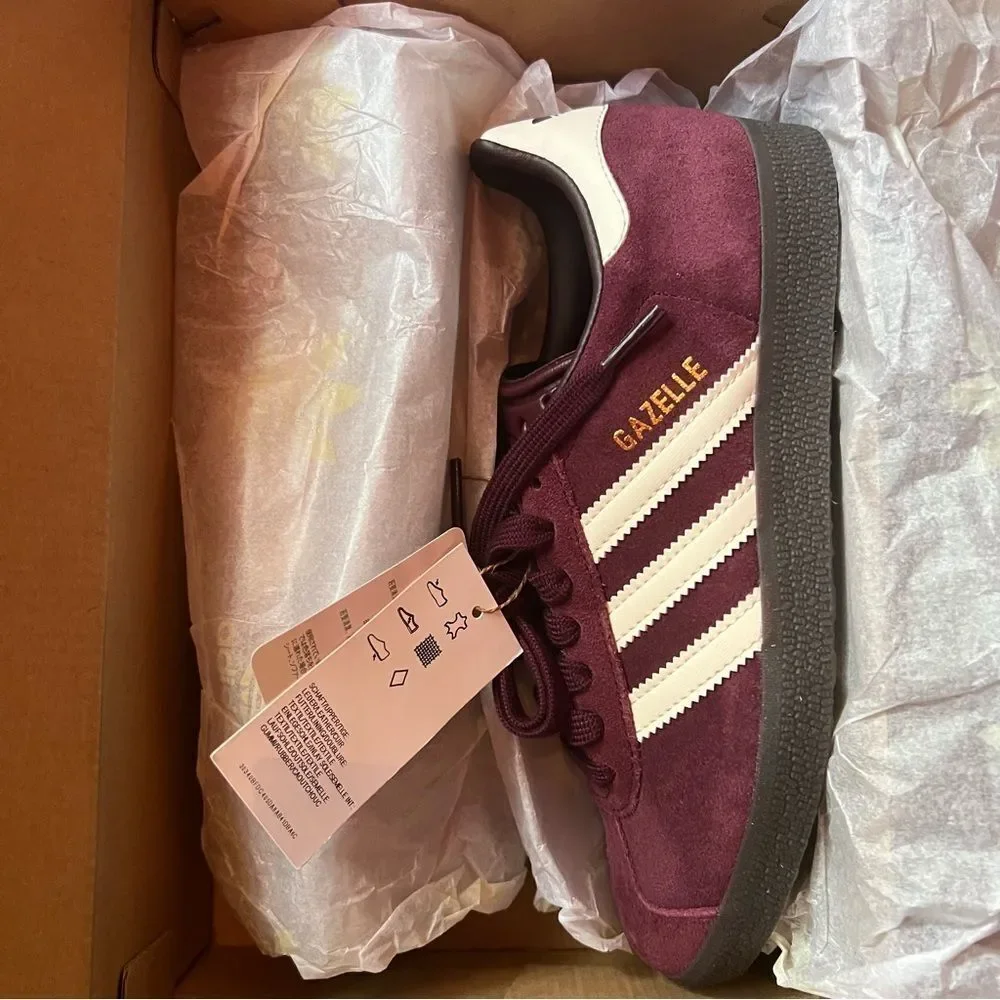NWT Adidas Gazelle Sneakers Maroon Size Men 5.5/Women 6.5 - Picture 6 of 15